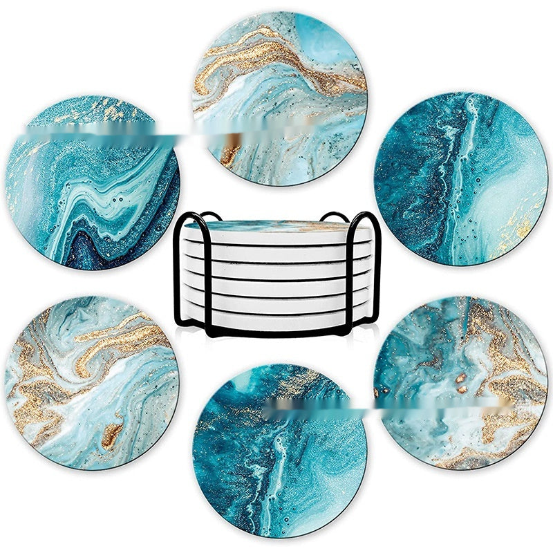 Marble Ceramic Coaster Set. Keep Tables Dry and Protected