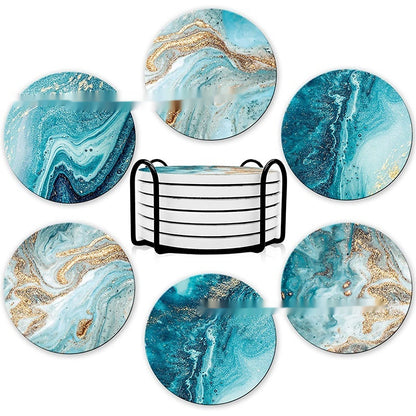 Marble Ceramic Coaster Set. Keep Tables Dry and Protected