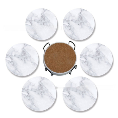 Marble Ceramic Coaster Set. Keep Tables Dry and Protected