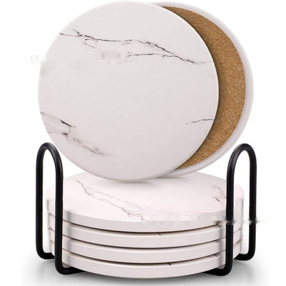 Marble Ceramic Coaster Set. Keep Tables Dry and Protected