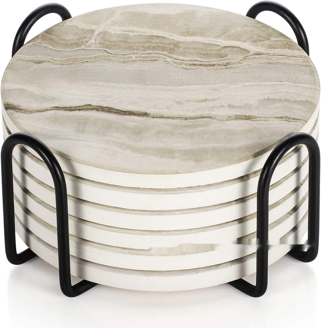 Marble Ceramic Coaster Set. Keep Tables Dry and Protected