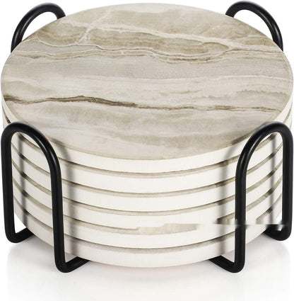Marble Ceramic Coaster Set. Keep Tables Dry and Protected