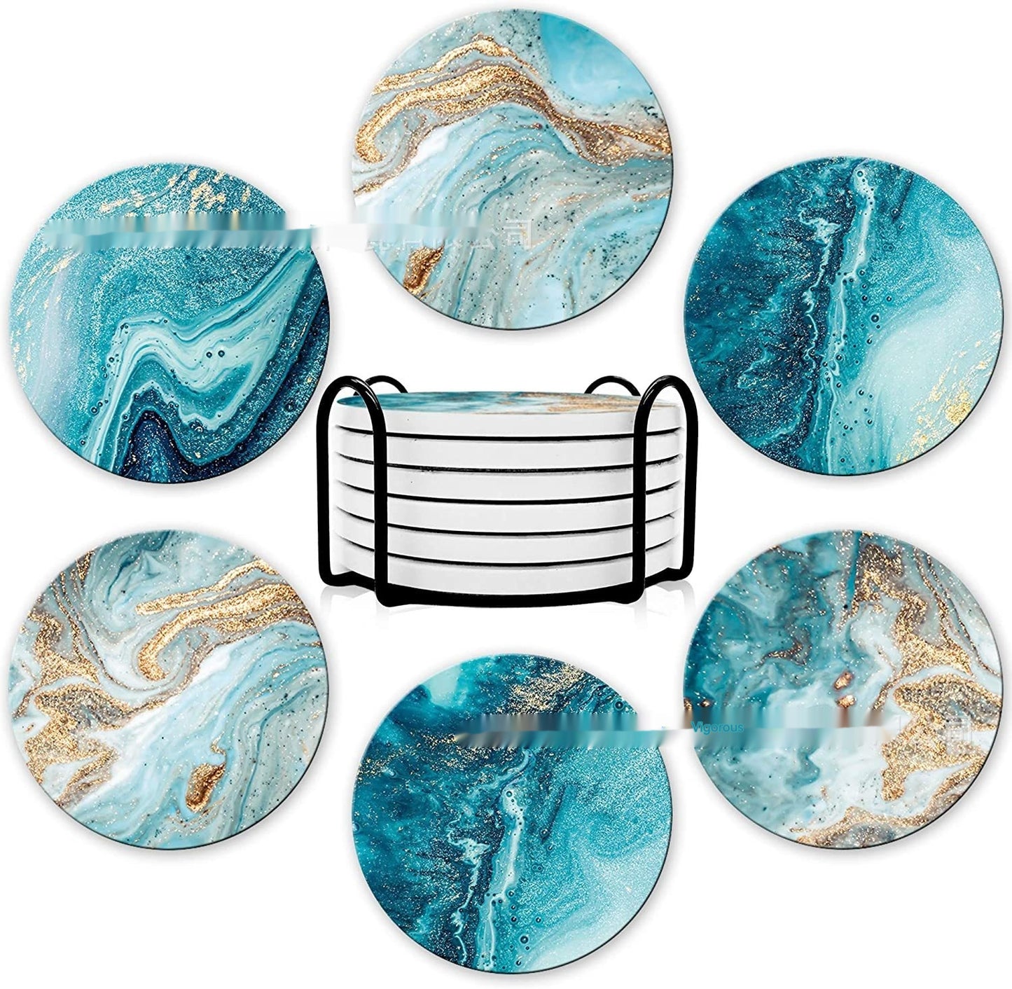 Marble Ceramic Coaster Set. Keep Tables Dry and Protected