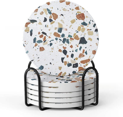 Marble Ceramic Coaster Set. Keep Tables Dry and Protected