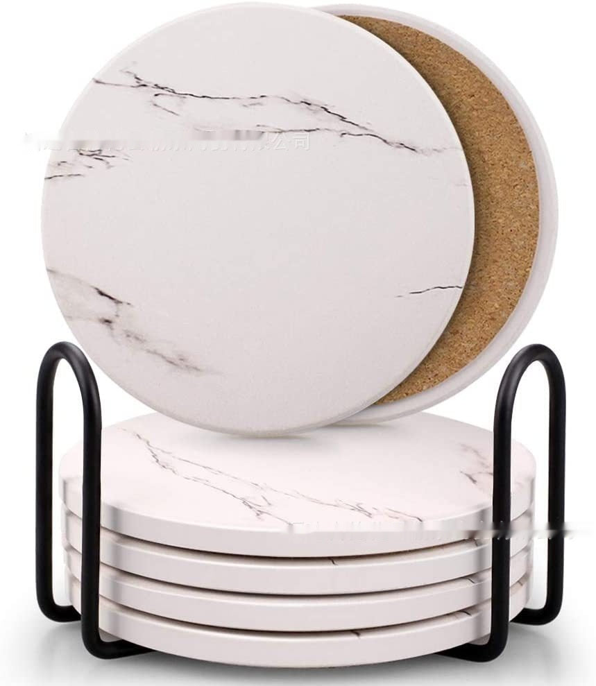 Marble Ceramic Coaster Set. Keep Tables Dry and Protected